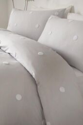 Appletree 'Dot Garden' 100% Cotton Embellished Duvet Cover Set in Silver - Size: Single - thumbnail 2