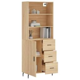 Berkfield Home Highboard Sonoma Oak 69.5x34x180 cm Engineered Wood in Light Tan