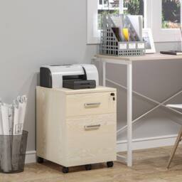 ERGOVEXA 2-Drawer Locking Office Filing Cabinet with 5 Wheels Rolling, Oak in Natural White - thumbnail 6