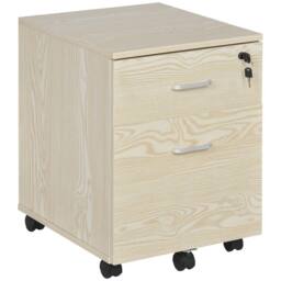 ERGOVEXA 2-Drawer Locking Office Filing Cabinet with 5 Wheels Rolling, Oak in Natural White - thumbnail 4