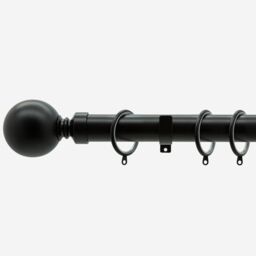 New Edge Blinds Matt Black 28mm Ball Fixed Length Metal Curtain Pole in Jet Black - Size: 270 cm - thumbnail 1