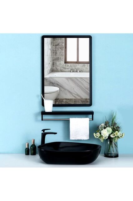 Contemporary Rectangle Wall Mirror - Metal Frame Living Room & Hallway Decor in Black - Size: Large