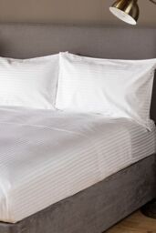 Belledorm Hotel Suite Satin Stripe 540 Thread Count Flat Sheet in Light Grey - Size: Single - thumbnail 2