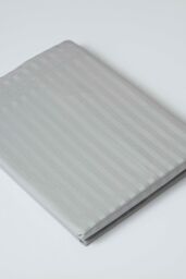 Belledorm Hotel Suite Satin Stripe 540 Thread Count Flat Sheet in Light Grey - Size: Single