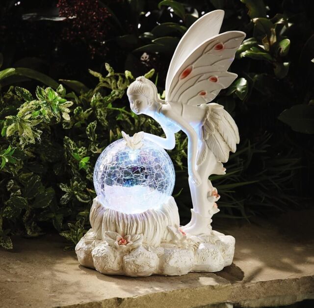 mysmartbuy Fairy Solar Light - Magical Fairy Garden Ornament with Colour Changing LED Light Up Orb - Measures 26 x 17.5 x 14cm