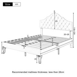 ModernLuxe Upholstered Double Bed with Adjustable Headboard & Slatted Frame in Pink - thumbnail 8