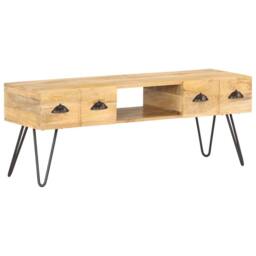 Berkfield Home TV Cabinet 120x35x45 cm Solid Mango Wood in Brown - Size: 120 x 35 x 45 cm - thumbnail 8