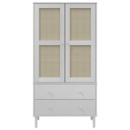 Berkfield Home Wardrobe SENJA Rattan Look White 90x55x175 cm Solid Wood Pine - Size: 90 x 55 x 175 cm - thumbnail 5