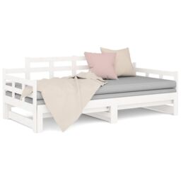 Berkfield Home Pull-out Day Bed White Solid Wood Pine 2x(80x200) cm - thumbnail 5