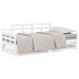 Berkfield Home Pull-out Day Bed White Solid Wood Pine 2x(80x200) cm - thumbnail 2