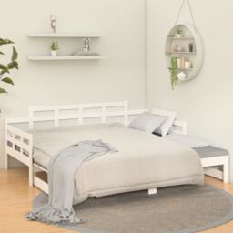 Berkfield Home Pull-out Day Bed White Solid Wood Pine 2x(80x200) cm - thumbnail 4