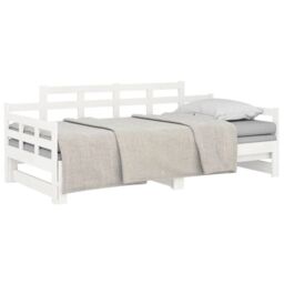 Berkfield Home Pull-out Day Bed White Solid Wood Pine 2x(80x200) cm - thumbnail 3