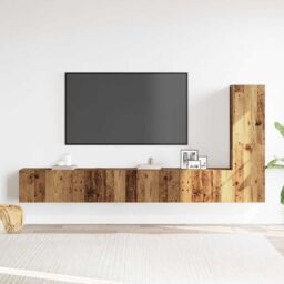Berkfield Home 3 Piece TV Cabinet Set Wall-mounted Old Wood Engineered Wood - thumbnail 3