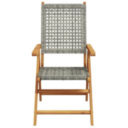 Berkfield Home Reclining Garden Chairs 4 pcs Grey Poly Rattan & Solid Wood - thumbnail 4