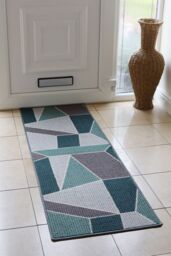 JVL Fiora Machine Washable Doormat 50 x 150 cm Duck Egg in Duck Egg Blue - Size: 50 cm x 150 cm - thumbnail 2