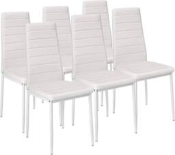 KOSY KOALA Modern Dining Table with 6 White faux leather padded Chairs in Brown - thumbnail 3