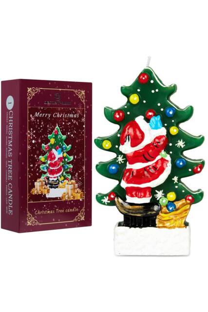 Deco Express Christmas Candle Santa & Christmas Tree Xmas Home Décor in Green - image 1