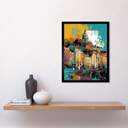 "Artery8 Wall Art Print Nottingham City Modern Multicoloured Cityscape Art Framed in Black - Size: W12"" x H16""" - thumbnail 2