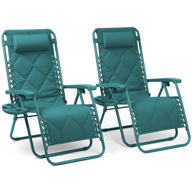 Keplin Set of 2 XXL Premium Heavy Duty Quilted Zero Gravity Chairs in Teal - image 1