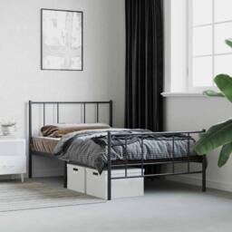 Berkfield Home Metal Bed Frame with Headboard & Footboard Black 90x190 cm Single - thumbnail 4