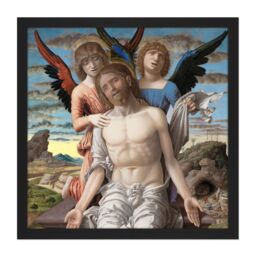 "Artery8 Wall Art Print Mantegna Christ Suffering Redeemer Painting Square Framed Picture 16X16 Inch in Black - Size: W16"" x H16""" - thumbnail 1