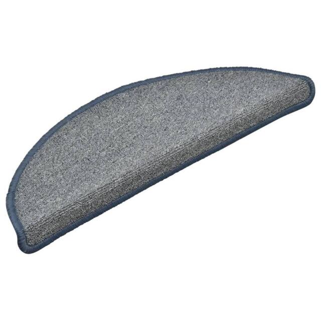 Berkfield Home Comfortable Carpet Stair Treads 15 pcs Light Grey & Blue 56x17x3 cm - Size: Medium - image 1