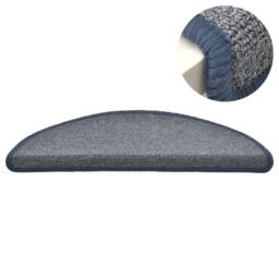 Berkfield Home Comfortable Carpet Stair Treads 15 pcs Light Grey & Blue 56x17x3 cm - Size: Medium - thumbnail 4