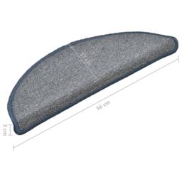 Berkfield Home Comfortable Carpet Stair Treads 15 pcs Light Grey & Blue 56x17x3 cm - Size: Medium - thumbnail 9
