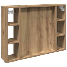 Berkfield Home Mirror Cabinet with LED Artisan Oak 76x15x55 cm Engineered Wood in Brown - Size: 76 x 15 x 55 cm - thumbnail 8