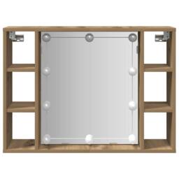 Berkfield Home Mirror Cabinet with LED Artisan Oak 76x15x55 cm Engineered Wood in Brown - Size: 76 x 15 x 55 cm - thumbnail 5