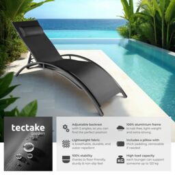 tectake Sun Lounger Set Of 2 Alina in Black - Size: 2 Seater - thumbnail 2