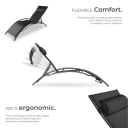 tectake Sun Lounger Set Of 2 Alina in Black - Size: 2 Seater - thumbnail 3