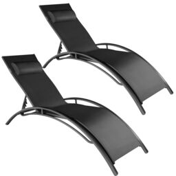 tectake Sun Lounger Set Of 2 Alina in Black - Size: 2 Seater - thumbnail 1