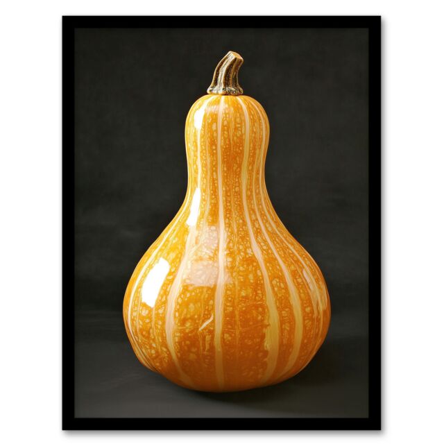 "Artery8 Shiny Butternut Squash Pumpkin Photograph Framed Art Print in Orange - Size: W12"" x H16""" - image 1