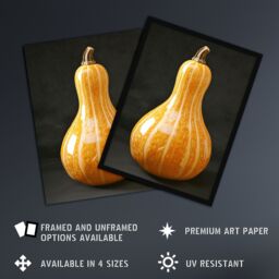 "Artery8 Shiny Butternut Squash Pumpkin Photograph Framed Art Print in Orange - Size: W12"" x H16""" - thumbnail 2