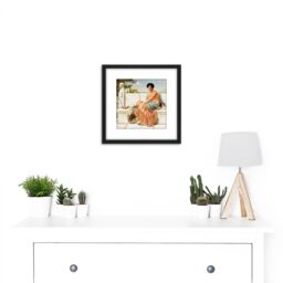 Artery8 Godward Reverie Days Of Sappho Antiquity Painting 8X8 Inch Square Wooden Framed Wall Art Print Picture with Mount in Black - thumbnail 2