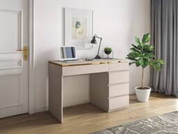 Vente-unique Desk - 5 Drawers - Beige & Gold - VUKIA - thumbnail 1