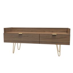 Ready Assembled 2 U Fuji 2 Drawer TV Unit (Ready Assembled) in Walnut - Size: Medium - thumbnail 3