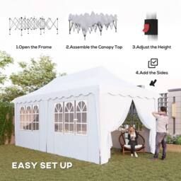 OUTSUNNY 3 x 6m Pop Up Gazebo with Sides & Carry Bag, UPF50+, White - thumbnail 4
