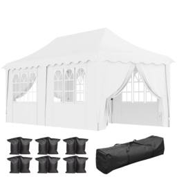 OUTSUNNY 3 x 6m Pop Up Gazebo with Sides & Carry Bag, UPF50+, White - thumbnail 2