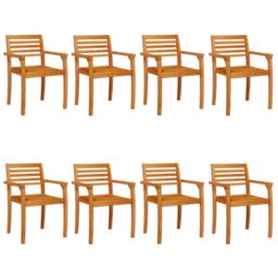 Berkfield Home Garden Chairs 8 pcs 59x55x85 cm Solid Wood Acacia in Brown - Size: 59 x 55 x 85 cm - thumbnail 2