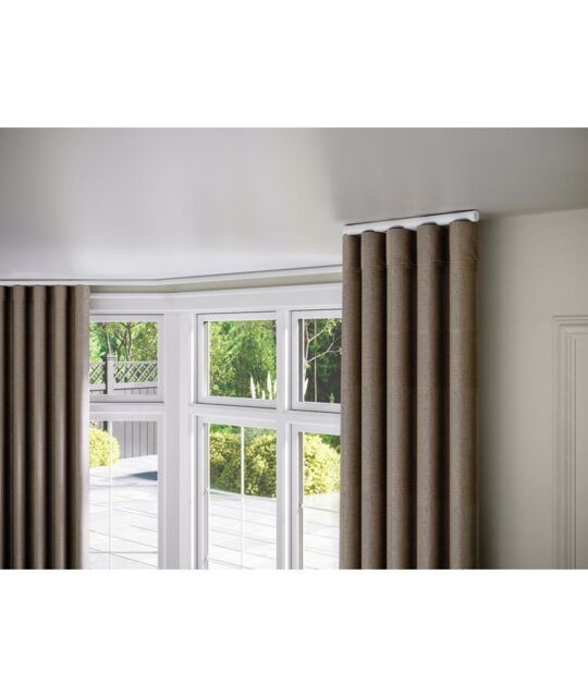 New Edge Blinds 28mm Styleline Gliding Curtain Pole Set with End Cap - White - Size: 310 cm - image 1