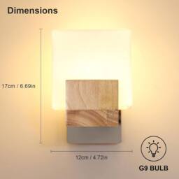 COMELY Indoor Led Wall Lights, G9 Vintage Wood Wall Lamp, 3000K/4500K/6000K in Walnut - thumbnail 7