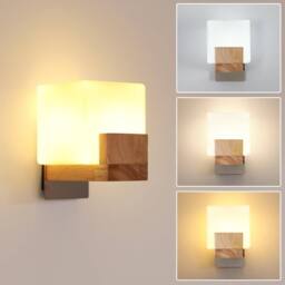 COMELY Indoor Led Wall Lights, G9 Vintage Wood Wall Lamp, 3000K/4500K/6000K in Walnut