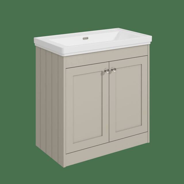 Balterley 800mm Floor Standing 2 Door Unit Classic Basin No Tap Hole Pebble Grey - image 1