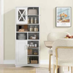 FORGEVIO Tall Bathroom Cabinet Large Floor Storage Cabinet-White in White - Size: 100 cm - thumbnail 5