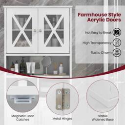 FORGEVIO Tall Bathroom Cabinet Large Floor Storage Cabinet-White in White - Size: 100 cm - thumbnail 3