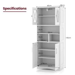 FORGEVIO Tall Bathroom Cabinet Large Floor Storage Cabinet-White in White - Size: 100 cm - thumbnail 2