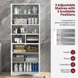 FORGEVIO Tall Bathroom Cabinet Large Floor Storage Cabinet-White in White - Size: 100 cm - thumbnail 4