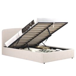 OAT Home Delamere Modern Low Headboard Upholstered Ottoman Storage Bed Frame in Natural - Size: Double - thumbnail 7